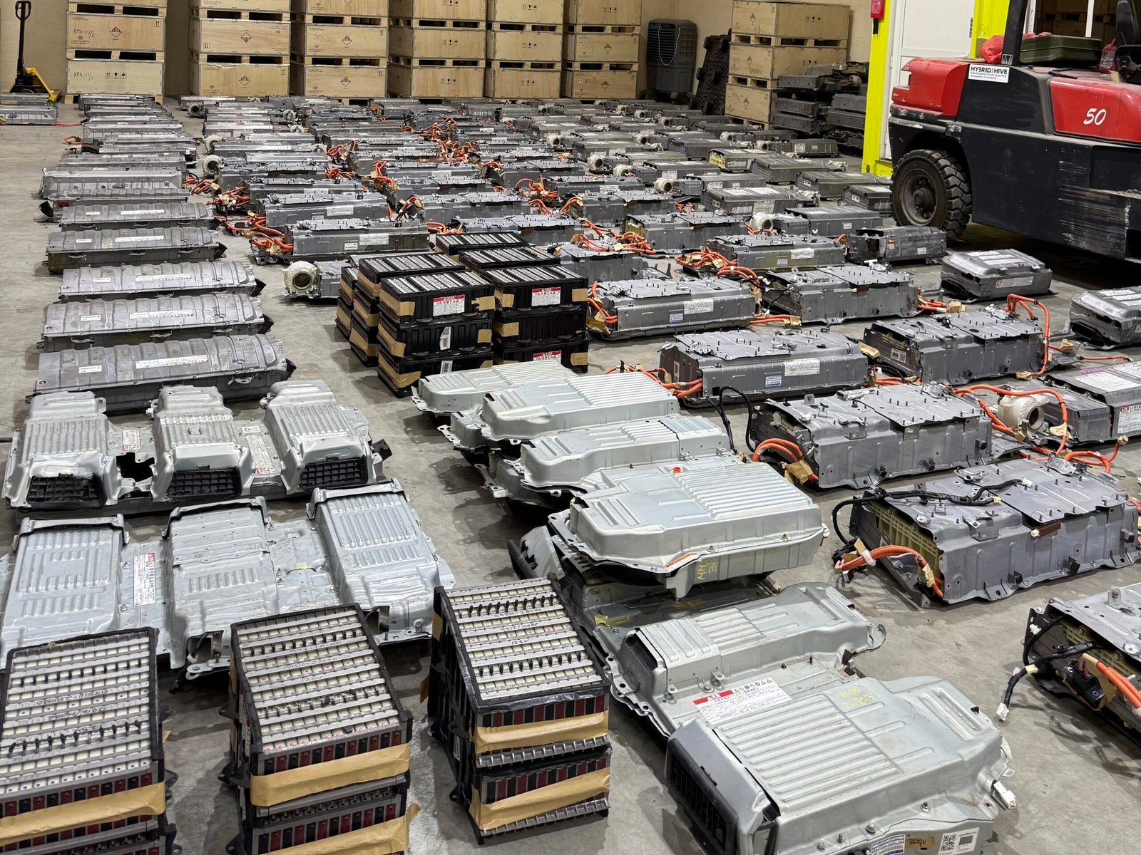 Hybrid batteries packaged for international export from UAE